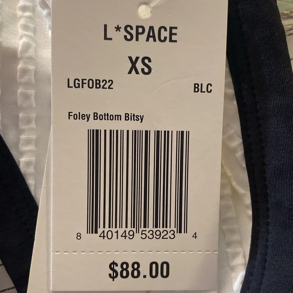 L*Space‎ Foley Textured Bikini Bottom Bitsy in Black & White, High Leg, X-Small